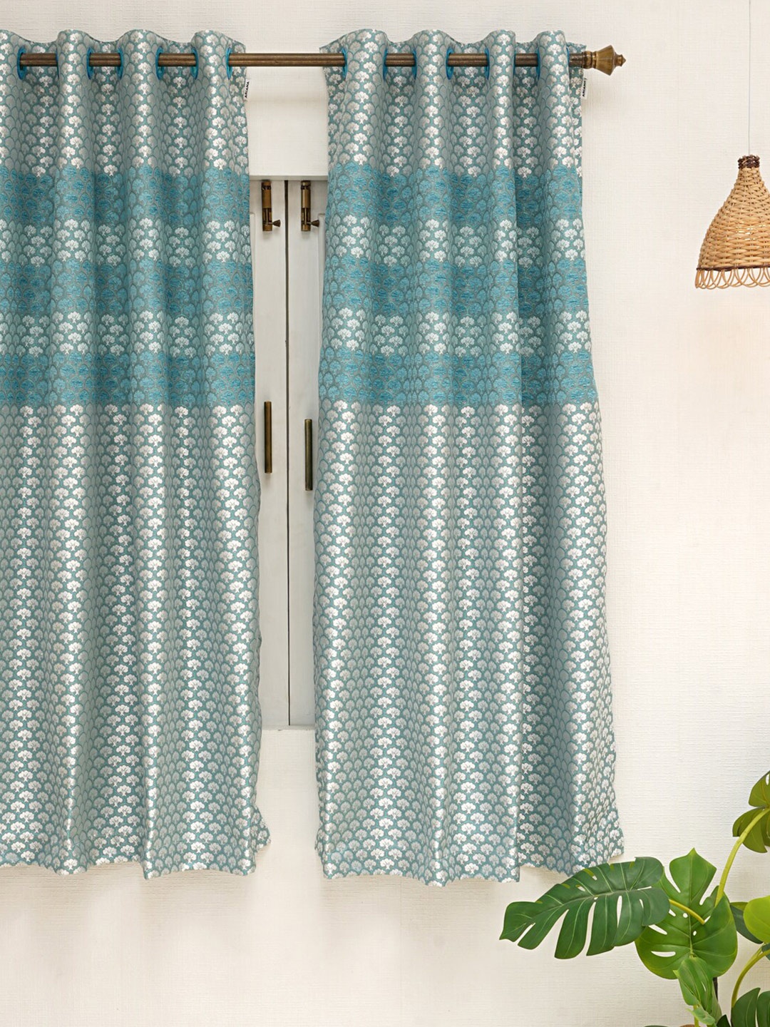 

Ariana Blue Floral Room Darkening Window Curtain