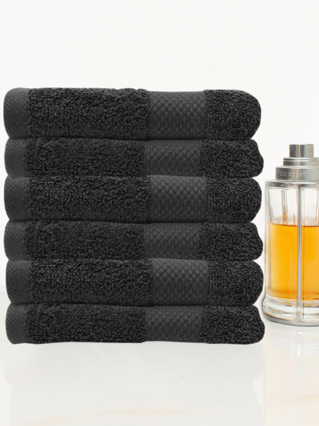 

AVI Living 6-Pcs Black 500 GSM Pure Cotton Hand Towels