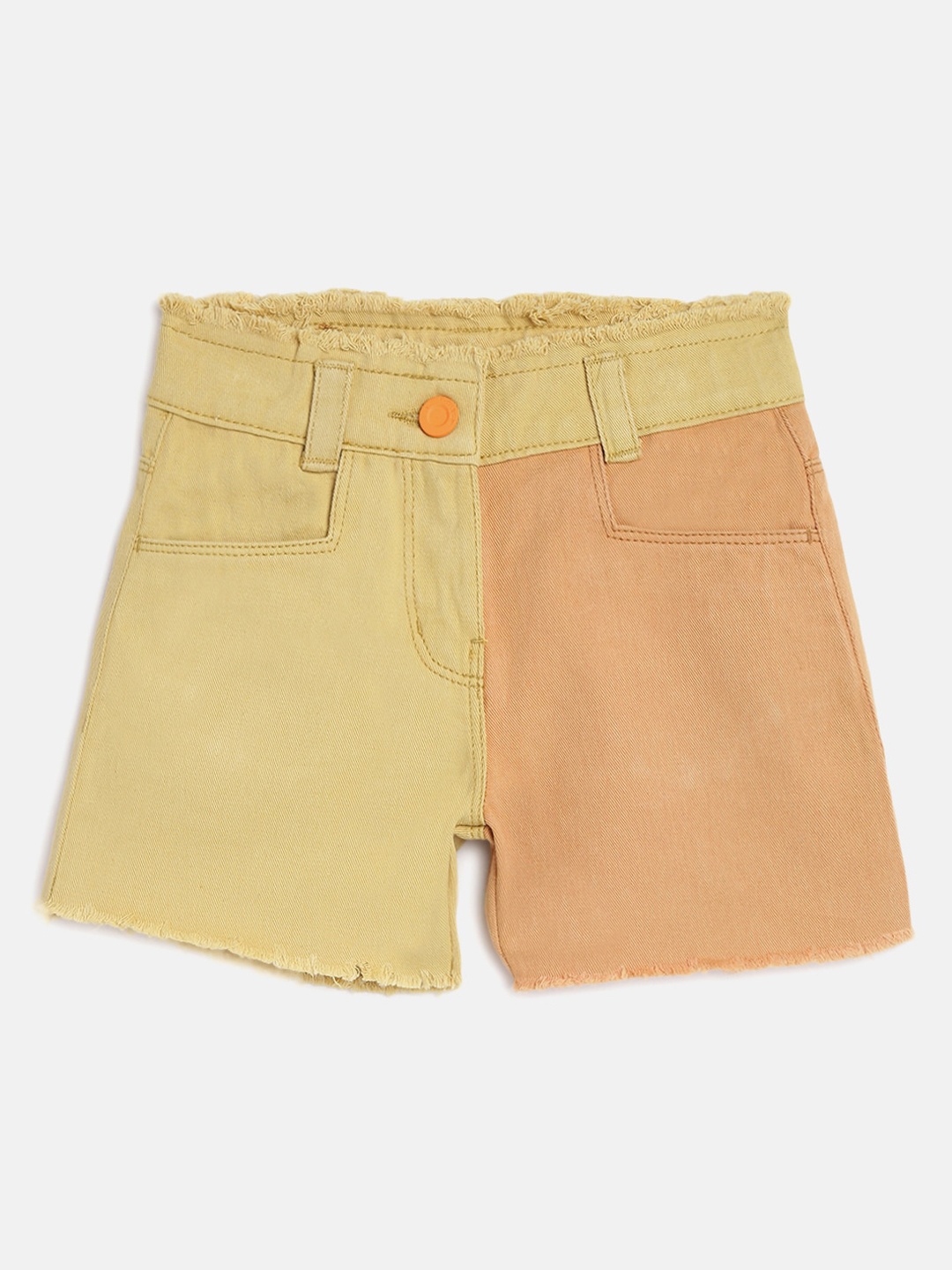 

TALES & STORIES Girls Colourblocked Shorts, Mustard