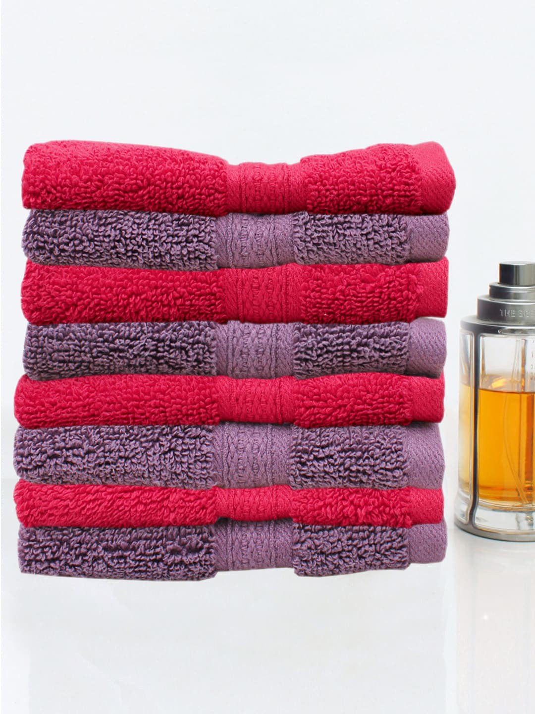 

AVI Living Purple & Red 8-Pieces Self-Designed 550 GSM Pure Cotton Face Towels