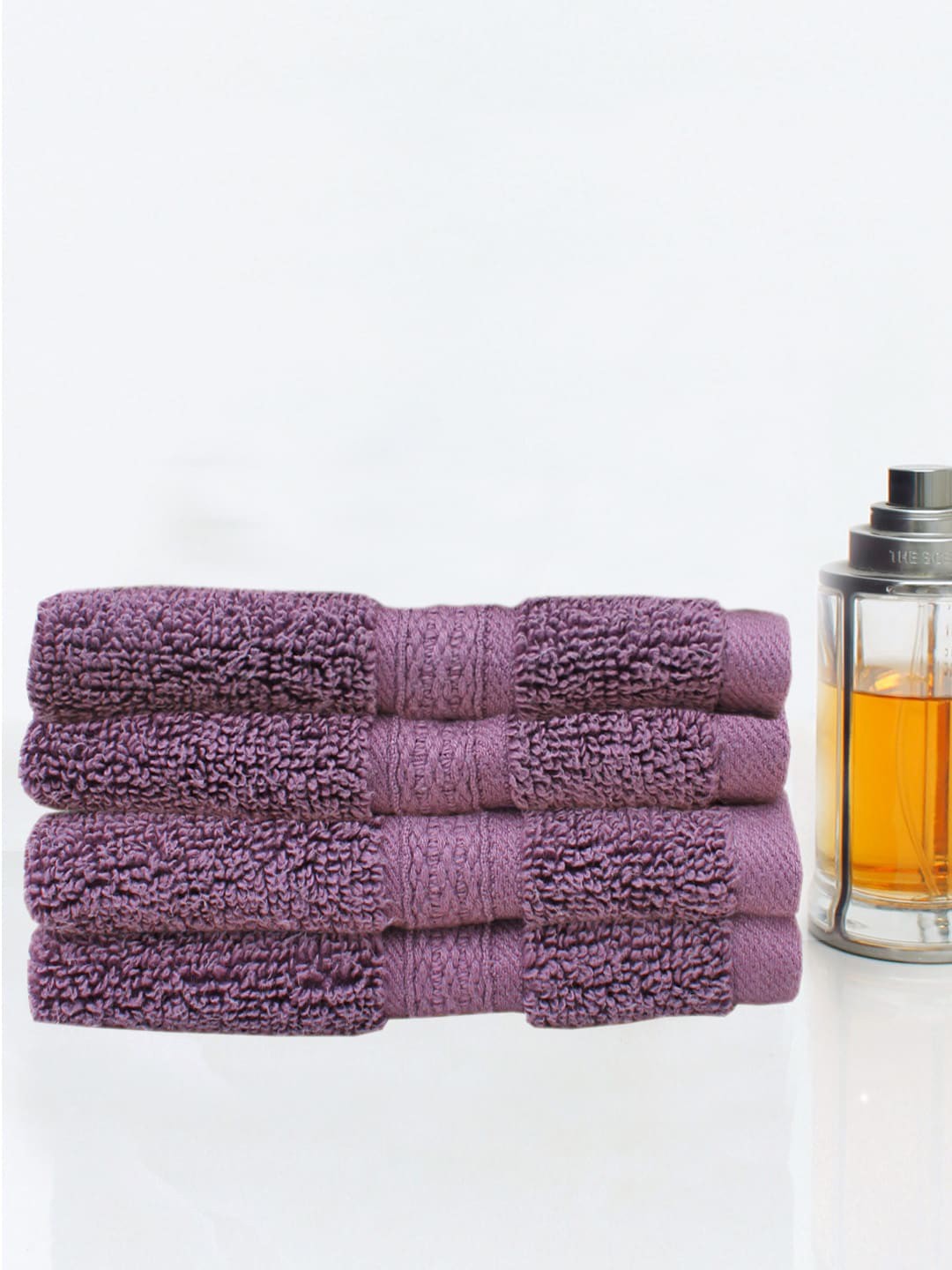 

AVI Living 4-Pcs Purple Self-Design 550 GSM Pure Cotton Face Towels