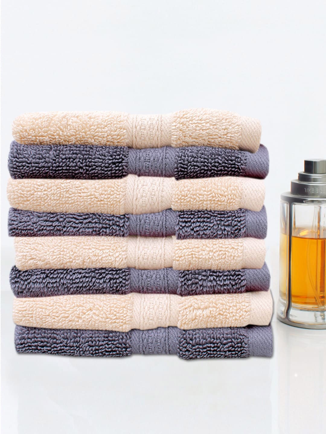 

AVI Living Beige & Grey 8-Pieces Self-Designed 550 GSM Pure Cotton Face Towels