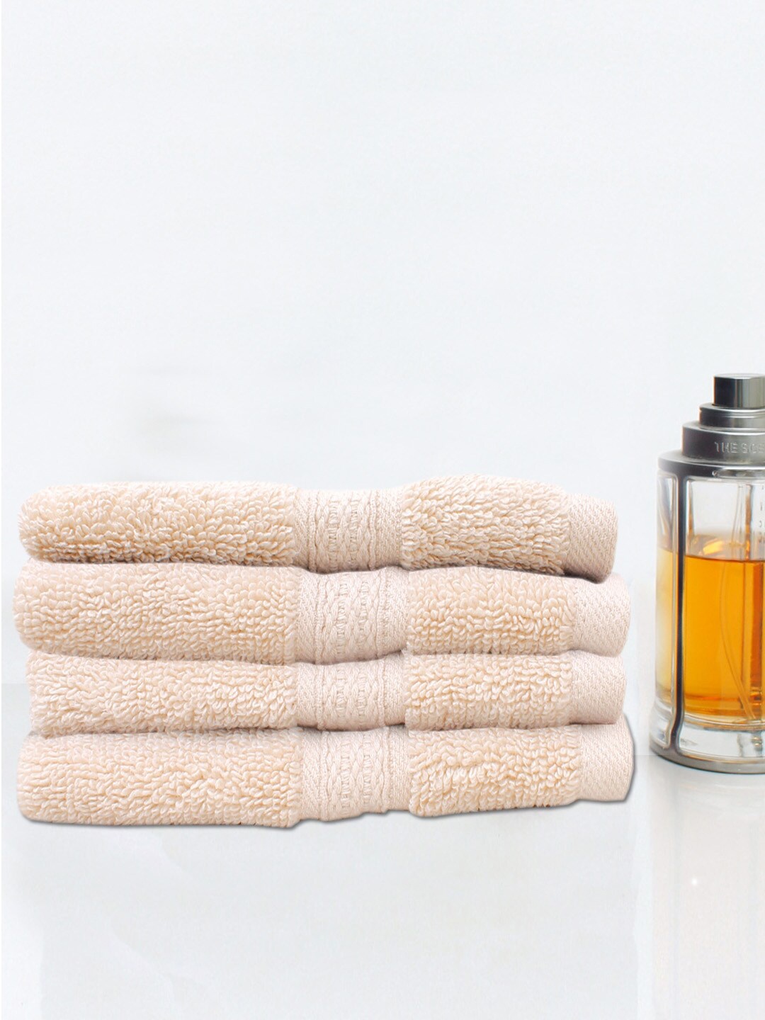 

AVI Living Beige 4 Pieces Self-Designed 550 GSM Pure Cotton Face Towels