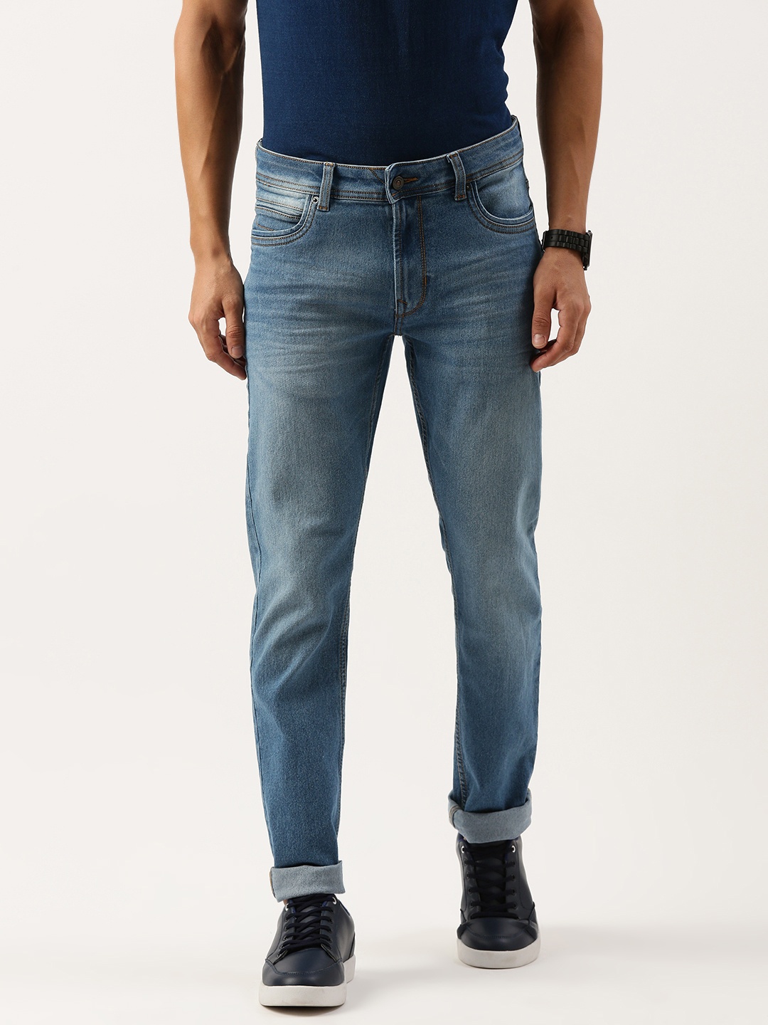 

Peter England Casuals Men Slim Fit Light Fade Jeans, Blue