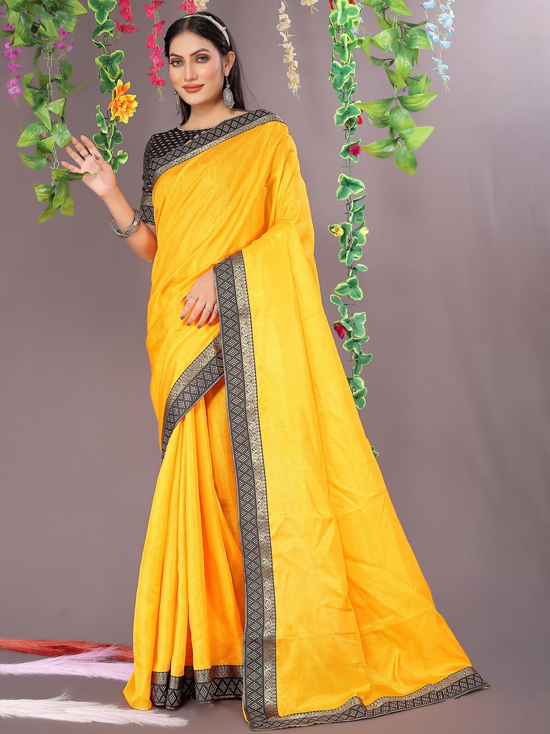 

KALINI Zari Art Silk Saree, Mustard