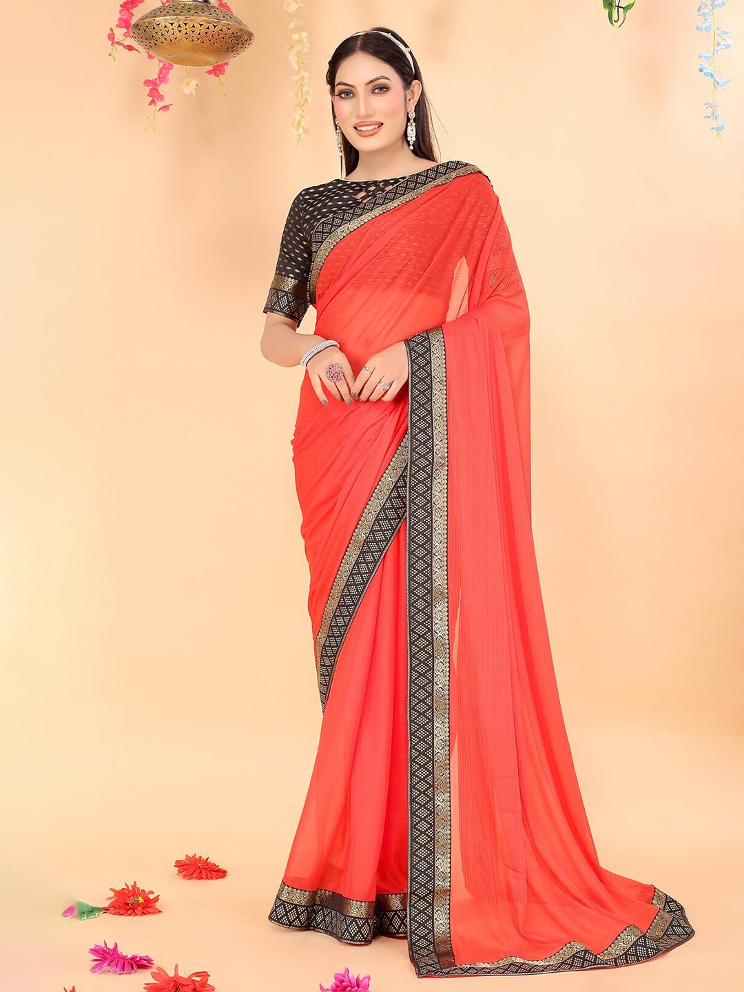 

KALINI Zari Art Silk Saree, Red