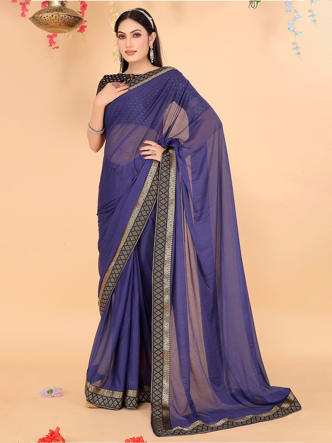 

KALINI Zari Art Silk Saree, Navy blue