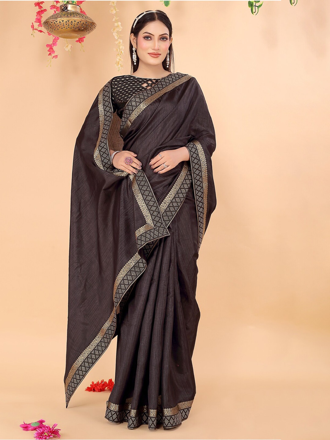 

KALINI Zari Art Silk Saree, Black