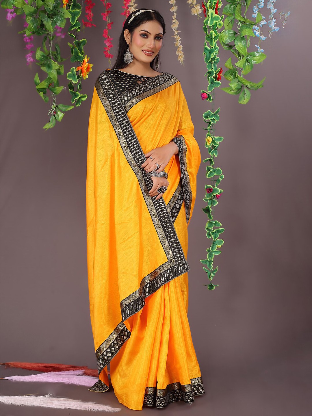 

Florence Woven Design Zari Art Silk Saree, Mustard