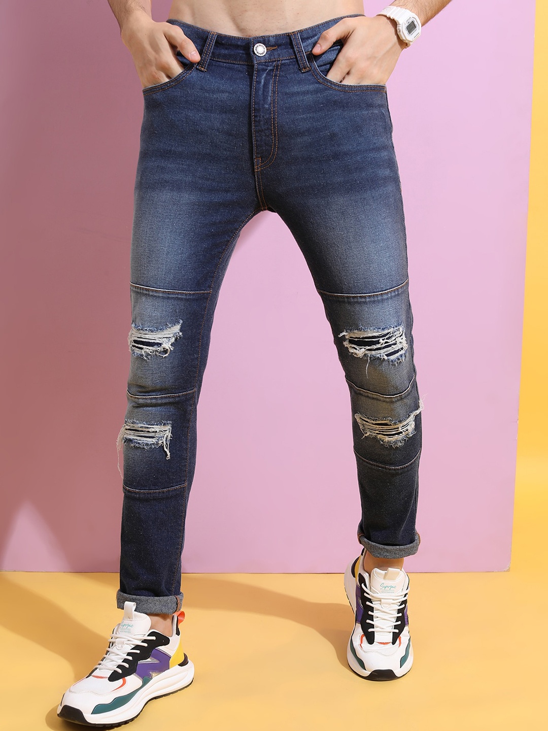 

Highlander Men Skinny Fit stretchable Jeans, Blue