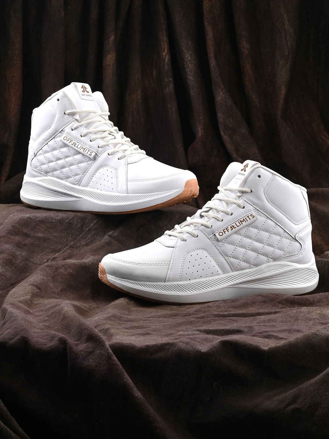 

OFF LIMITS Men Mid Top Textured Lightweight Basics Sneakers, White