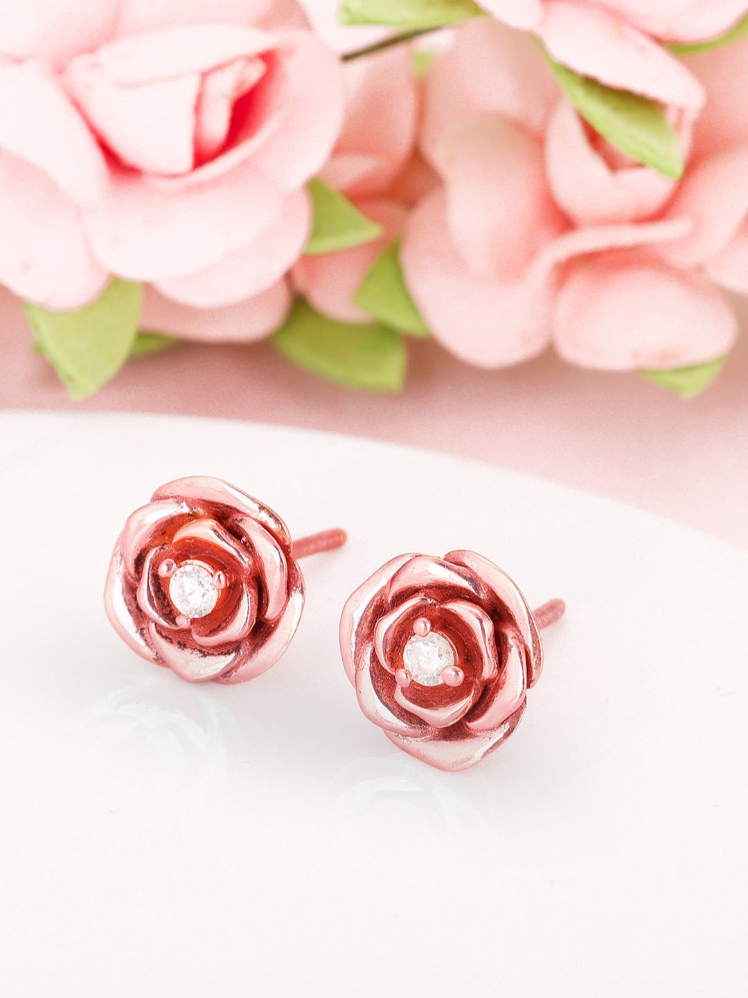 

GIVA 925 Sterling Silver Rose Gold-Plated Contemporary Studs Earrings