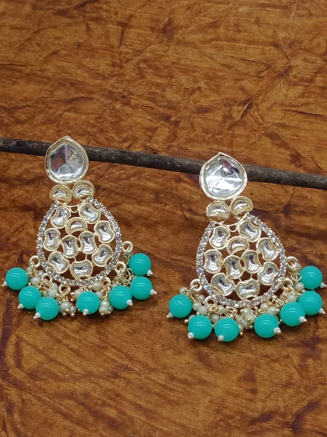 

AASHISH IMITATION Gold-Plated Kundan Contemporary Drop Earrings