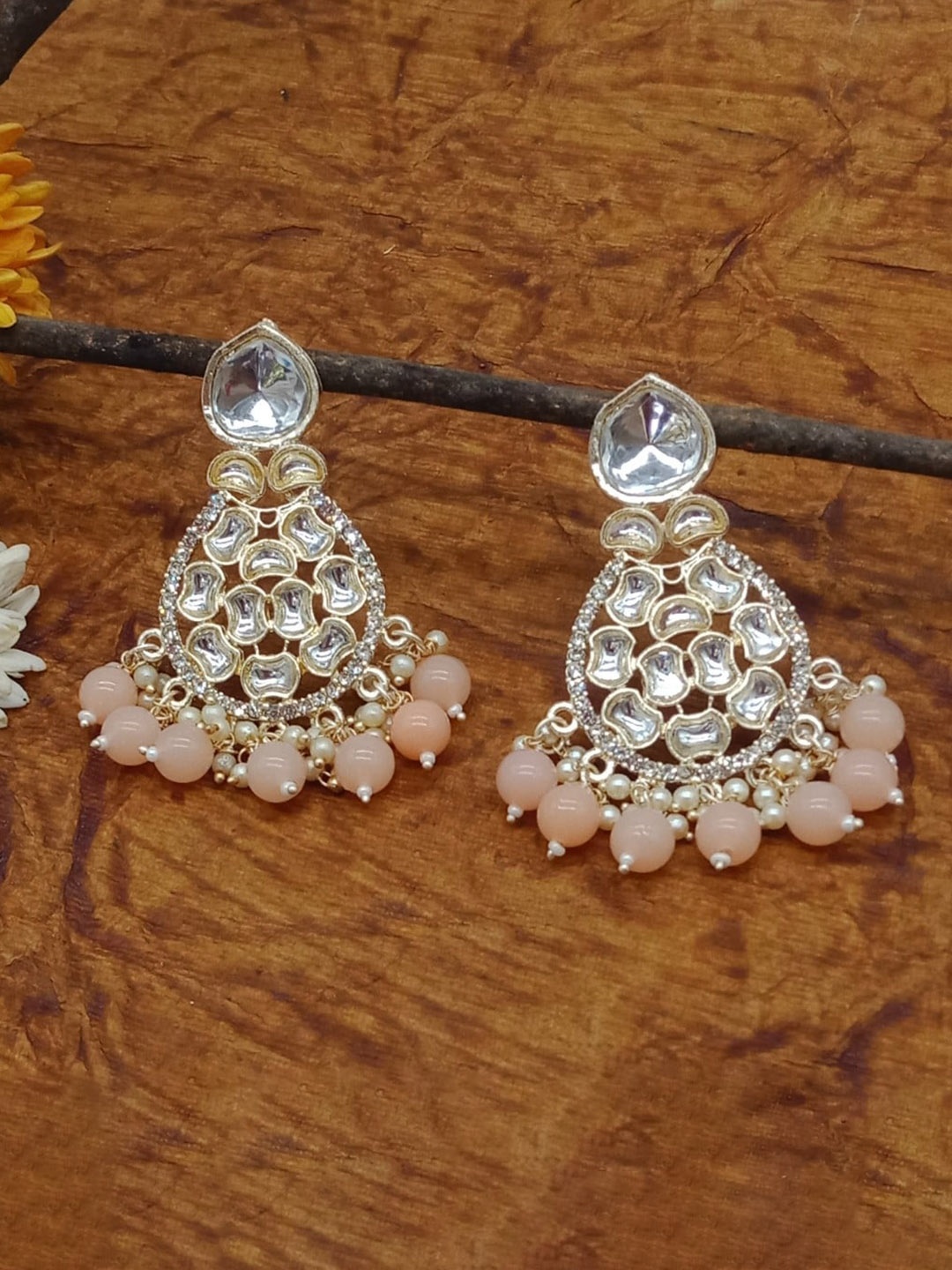 

AASHISH IMITATION Gold-Plated Kundan Contemporary Drop Earrings