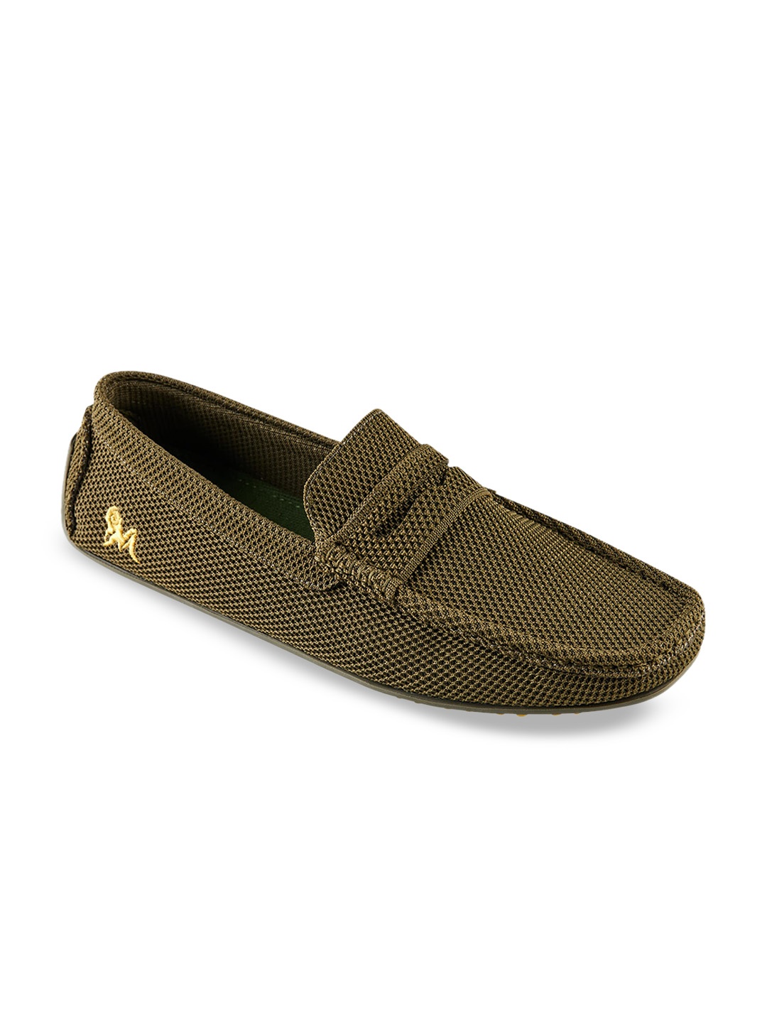 

NEEMANS Men Square Toe Woven Design Comfort Insole Lightweight Textile Knit Driving Shoes, Olive
