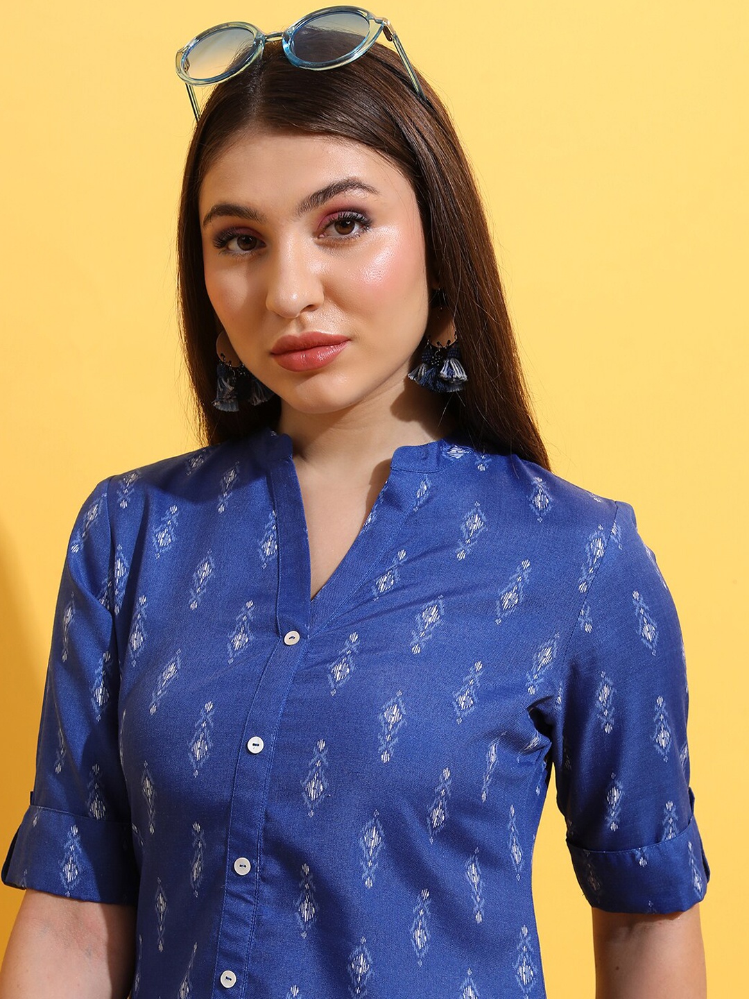 

KETCH Ethnic Motifs Mandarin Collar Kurta, Blue