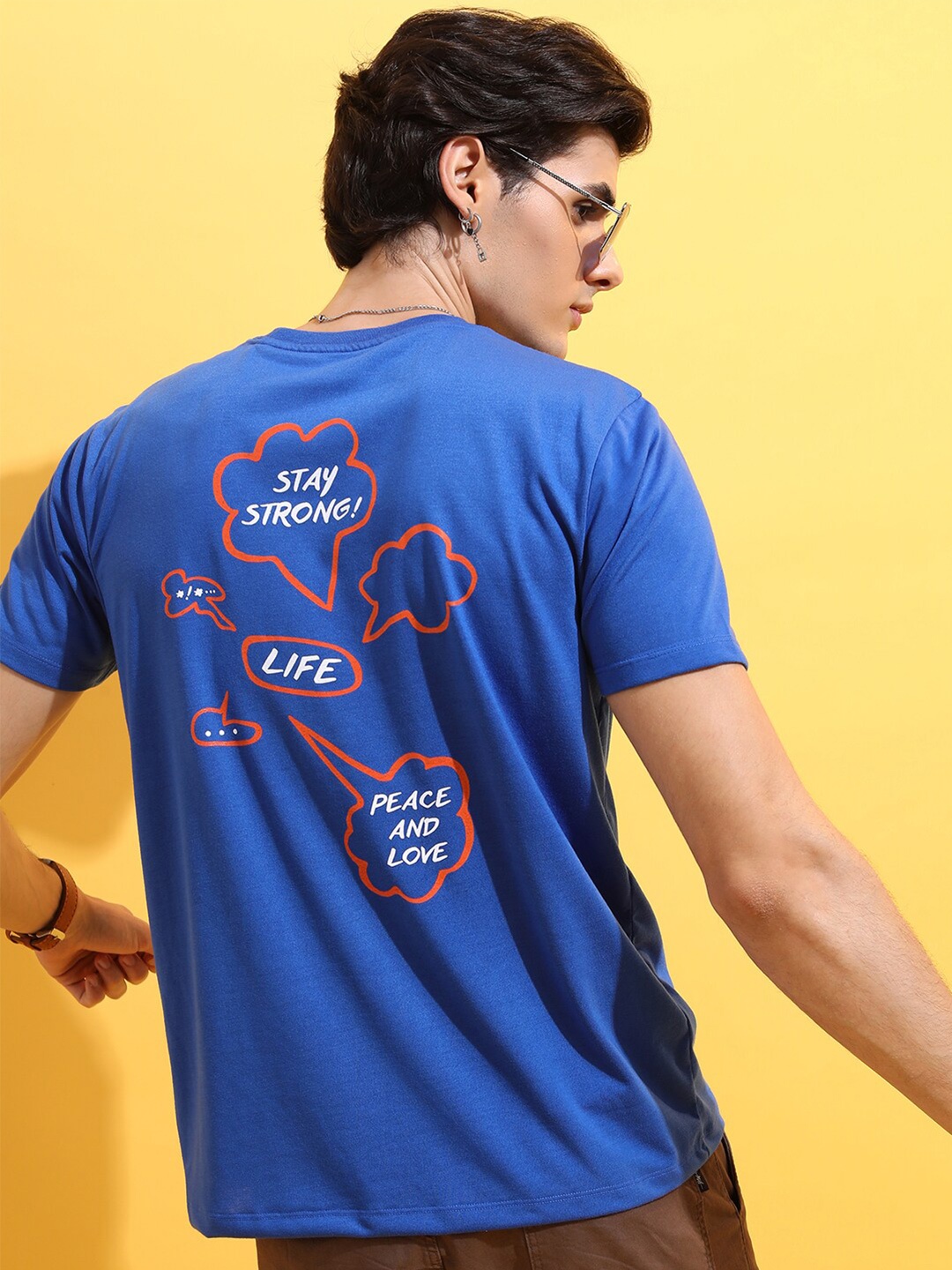 

HIGHLANDER Blue Typography Printed Relaxed Fit T-Shirt