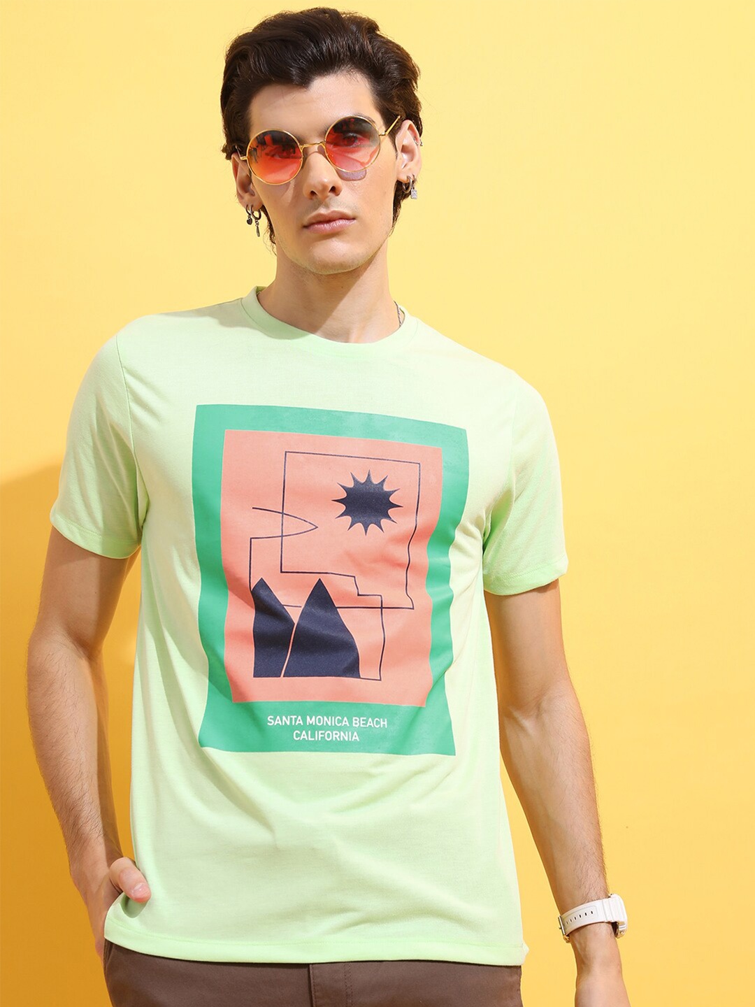 

HIGHLANDER Graphic Printed Relaxed Fit T-Shirt, Lime green