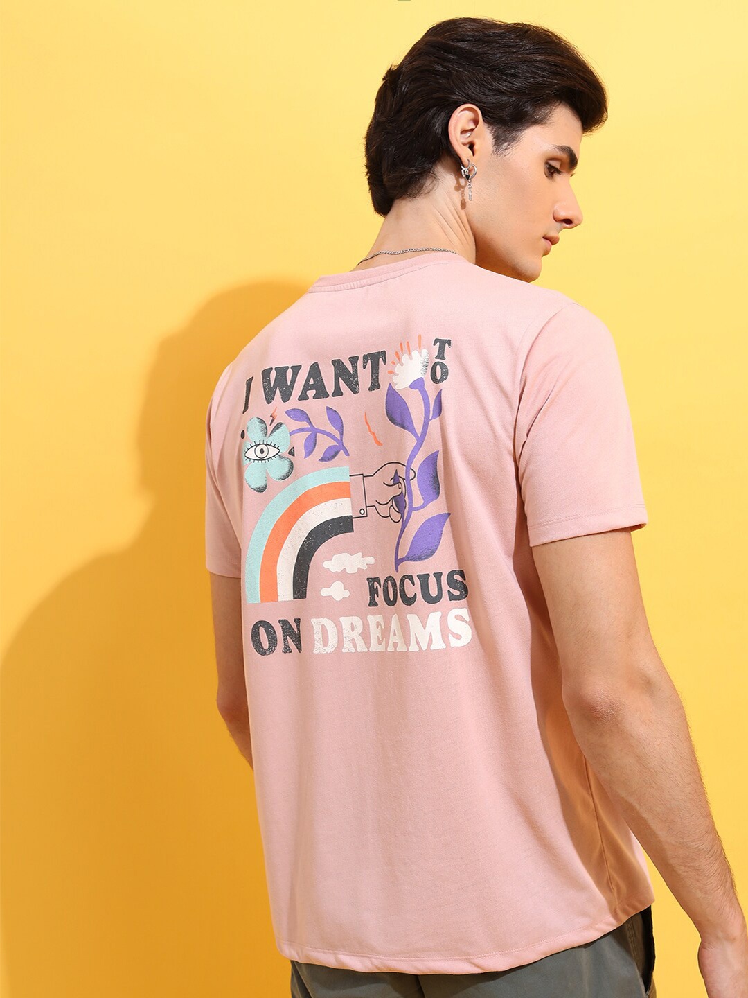 

KETCH Graphic Printed Round Neck Relaxed Fit T-shirtt, Peach