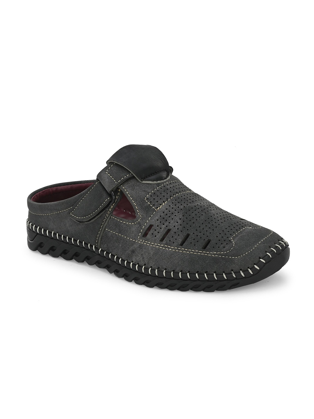 

Azzaro Black Men Perforations Comfort Sandals With Laser Cuts