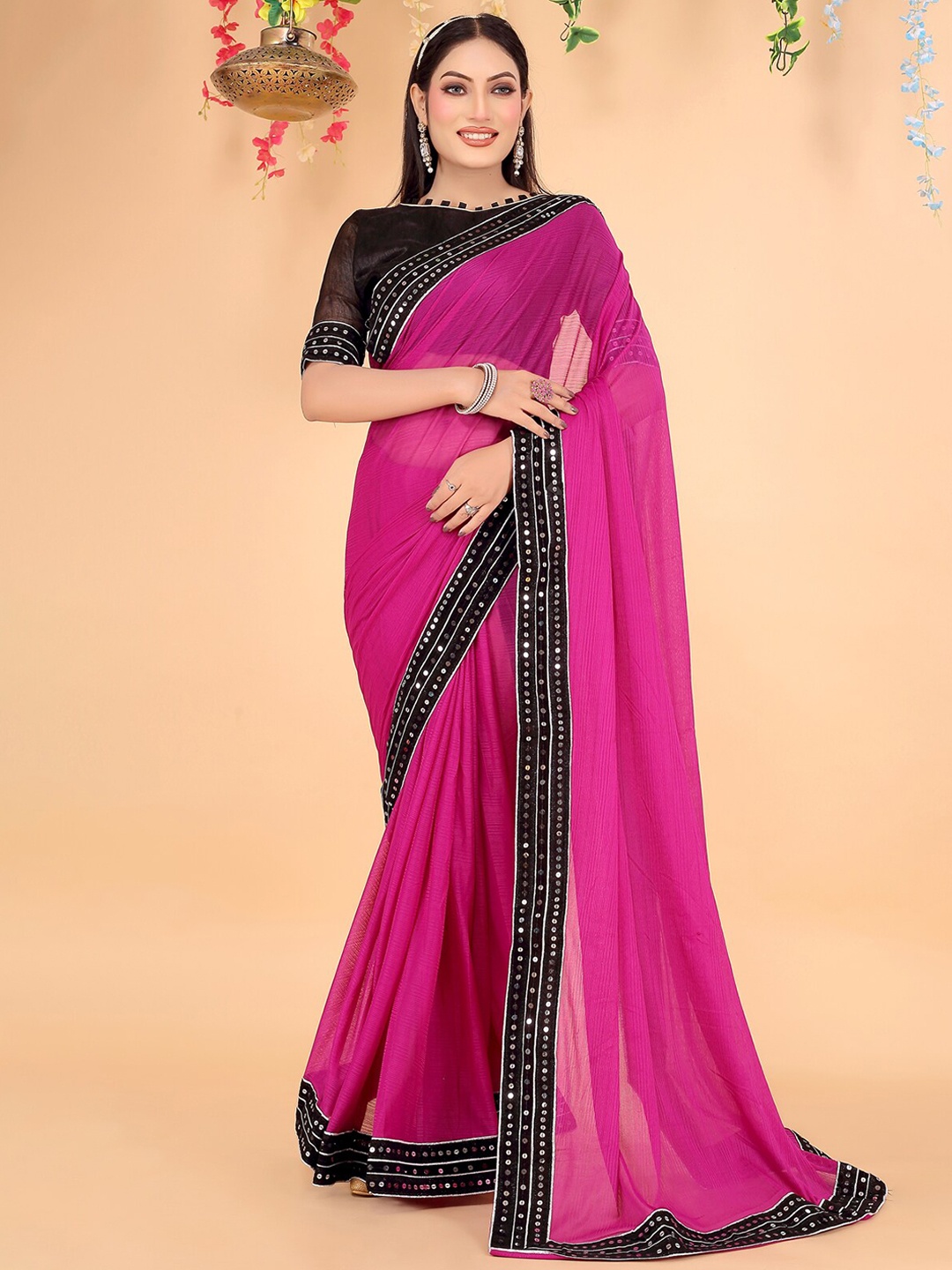 

KALINI Sequinned Art Silk Saree, Purple