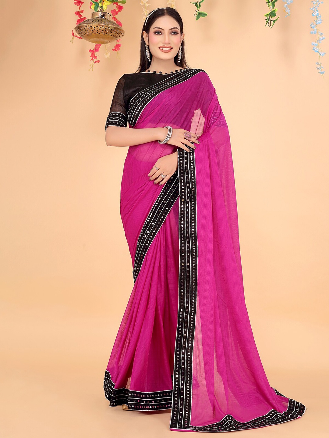 

Florence Sequinned Art Silk Saree, Purple