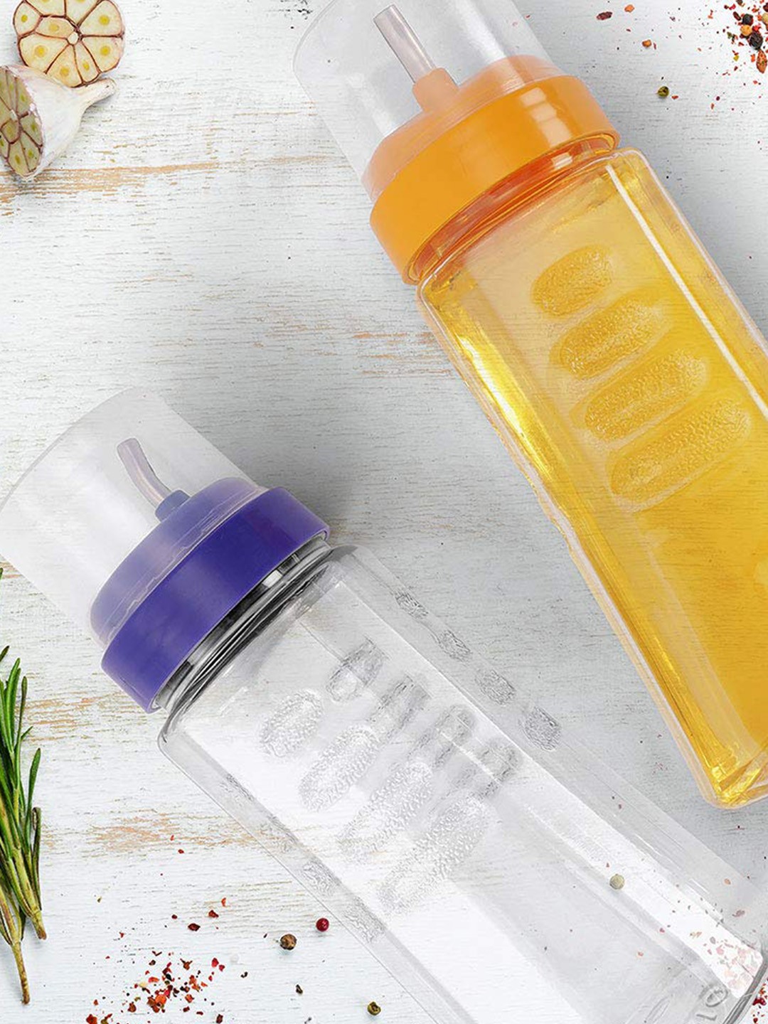 SOPL-OLIVEWARE Transparent & Yellow 2 Pieces Oil Dispenser 500ml Each