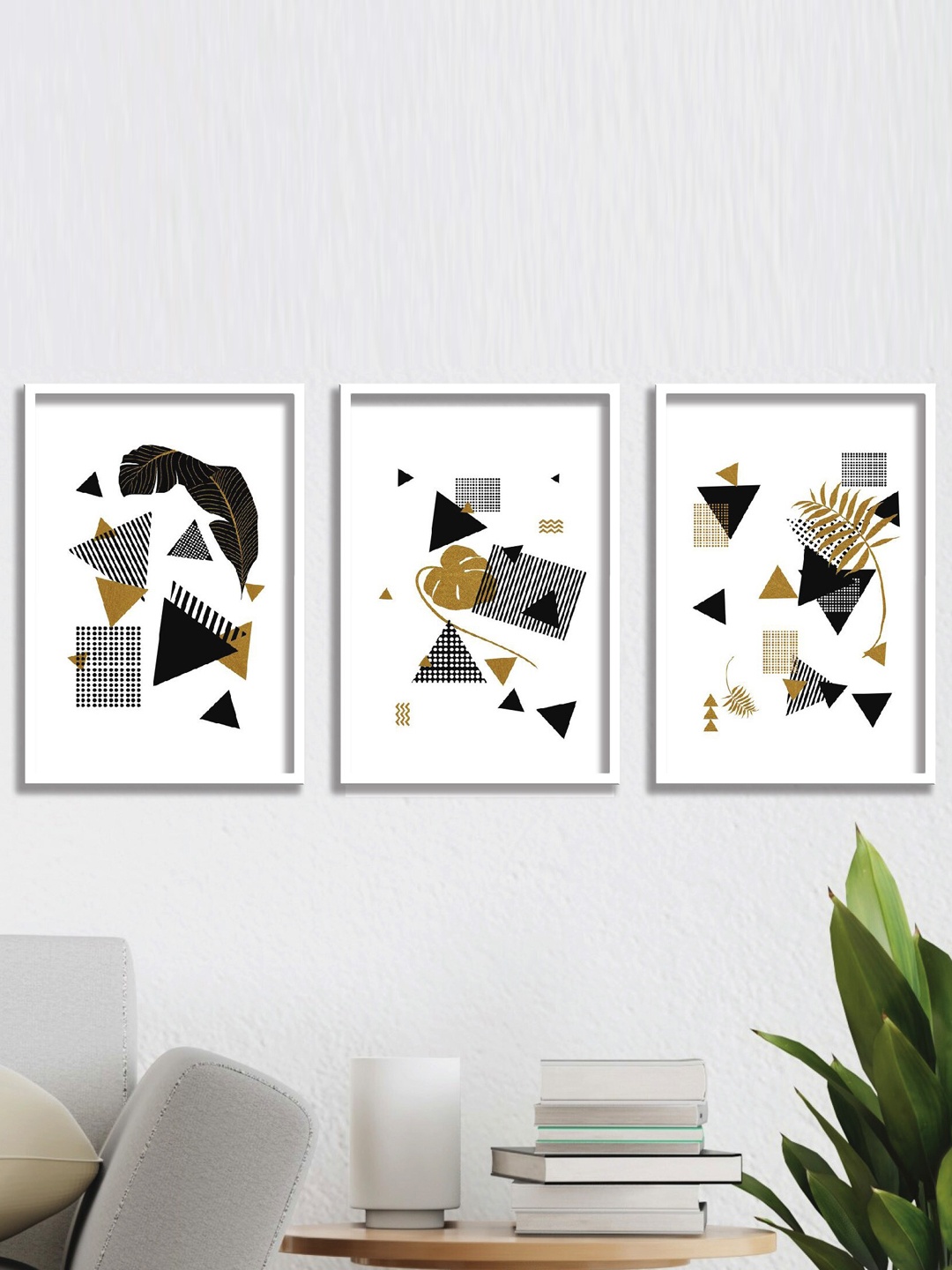 

SAF White & Black 3-Pieces Modern Art Printed Framed Wall Art