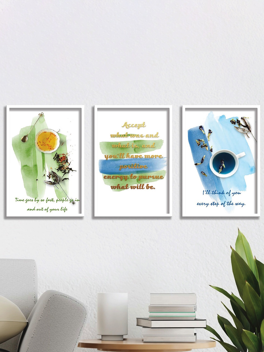 

SAF White & Green 3-Pieces Motivational Quotes Printed Framed Wall Art