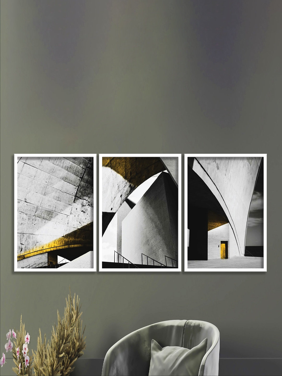 

SAF White & Black 3-Pieces Printed Framed Wall Art