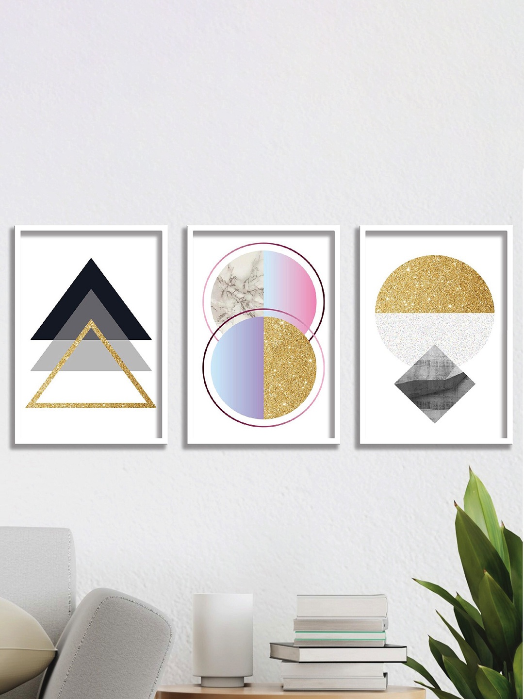 

SAF White & Grey 3-Pieces Modern Art Printed Framed Wall Art