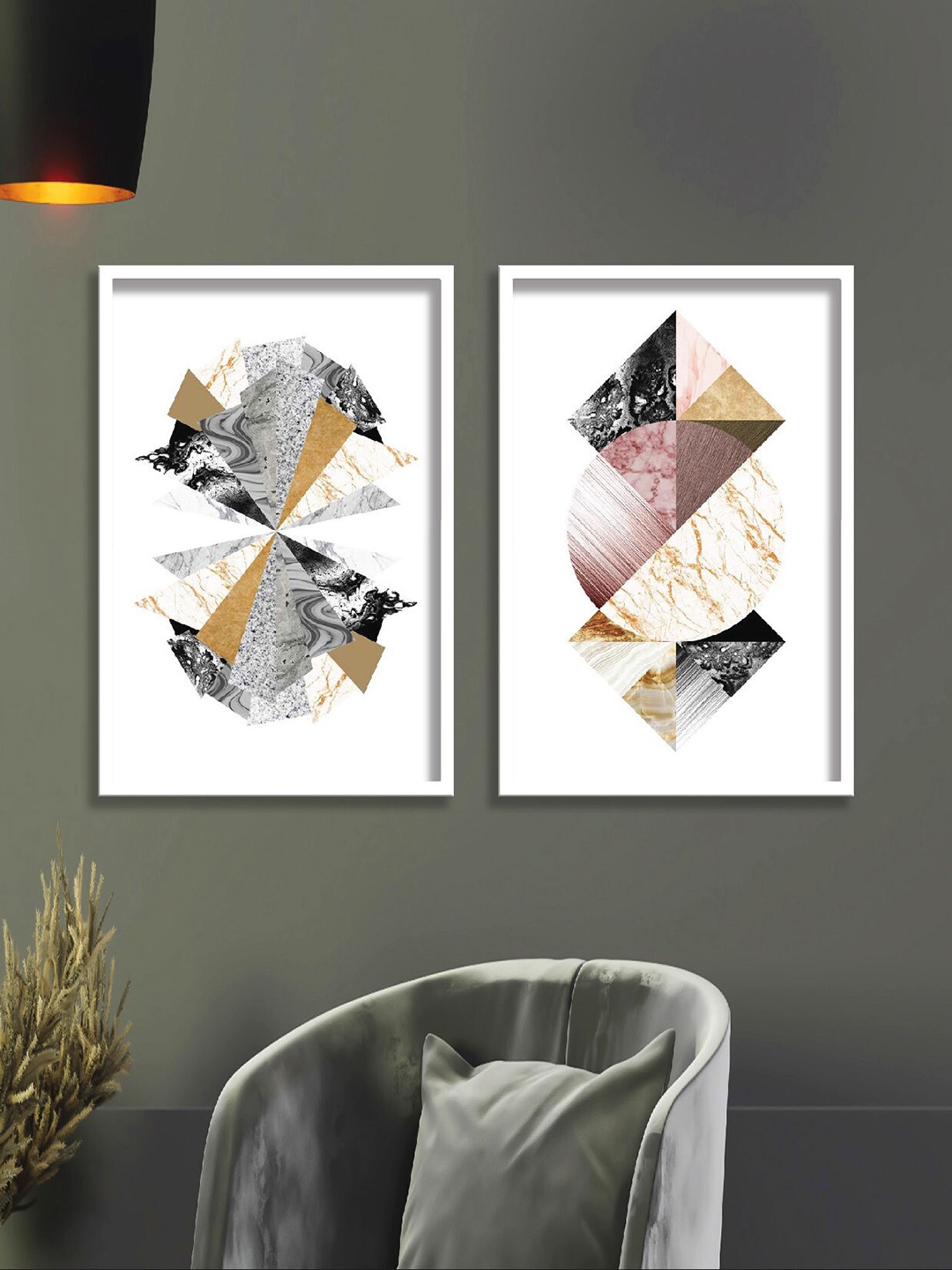 

SAF White & Black 2-Pieces Abstract Printed Framed Wall Art