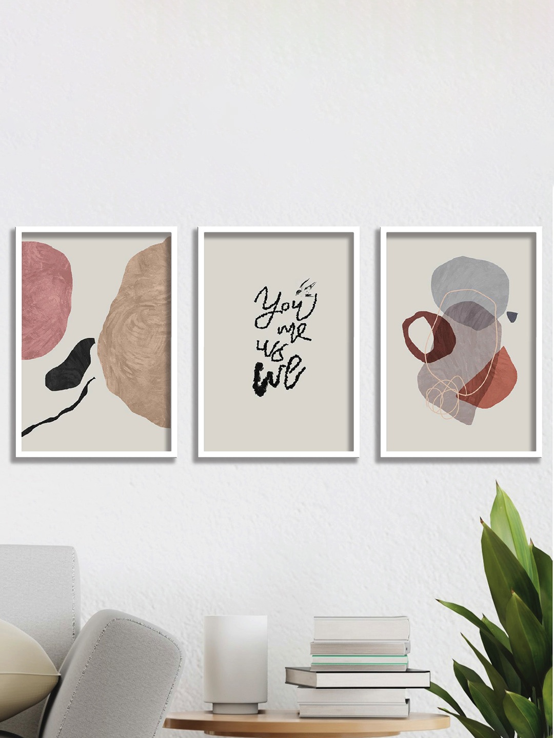 

SAF White & Beige 3-Pieces Modern Art Printed Framed Wall Art
