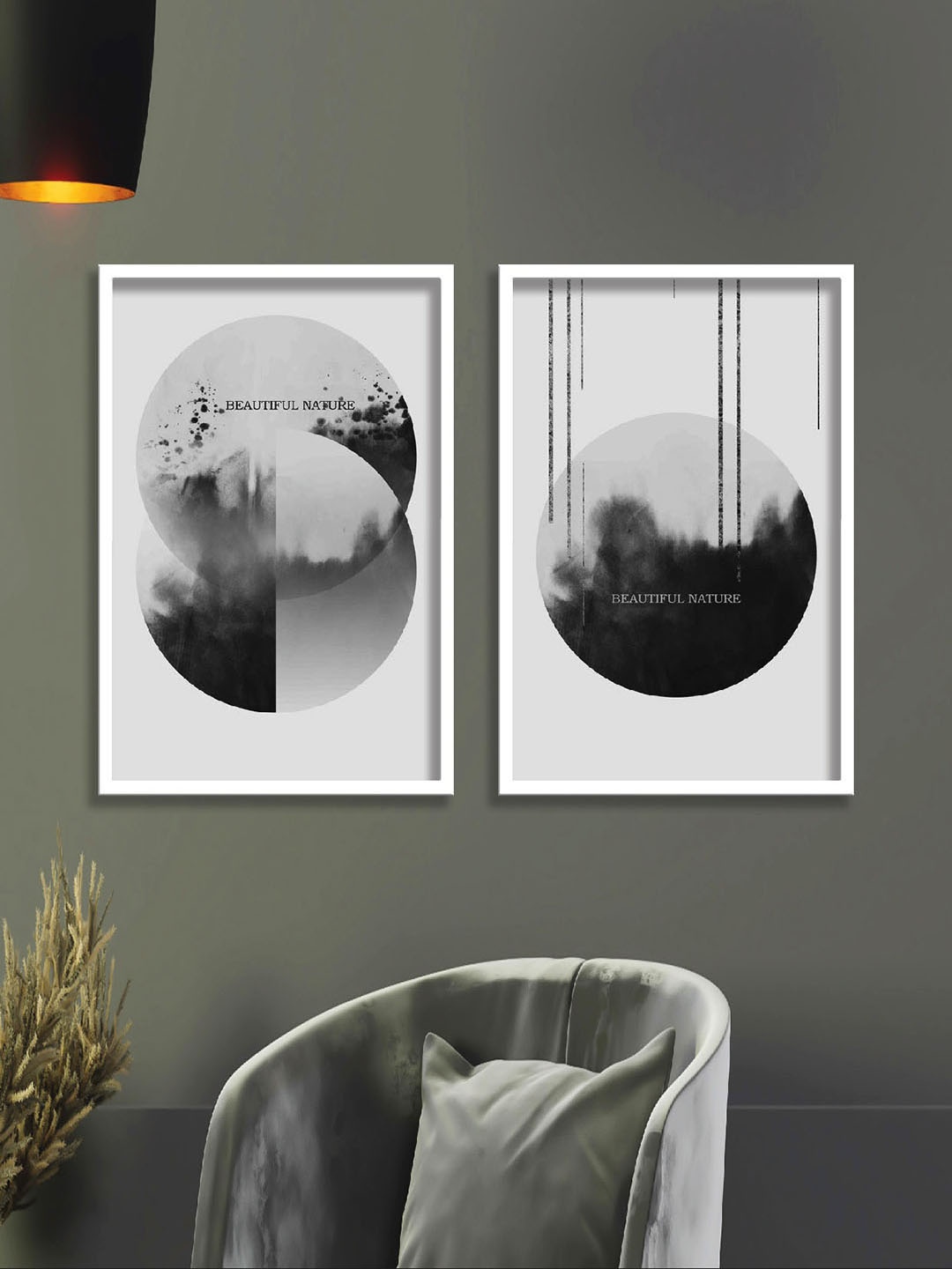

SAF White & Black 2 Pieces Abstract Wall Art