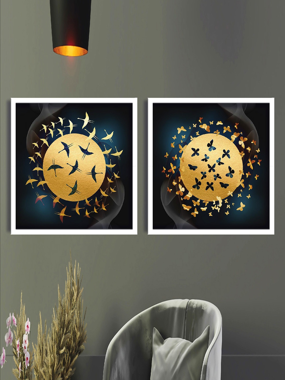 

SAF Black & Yellow 2 Pieces Painting Wall Art