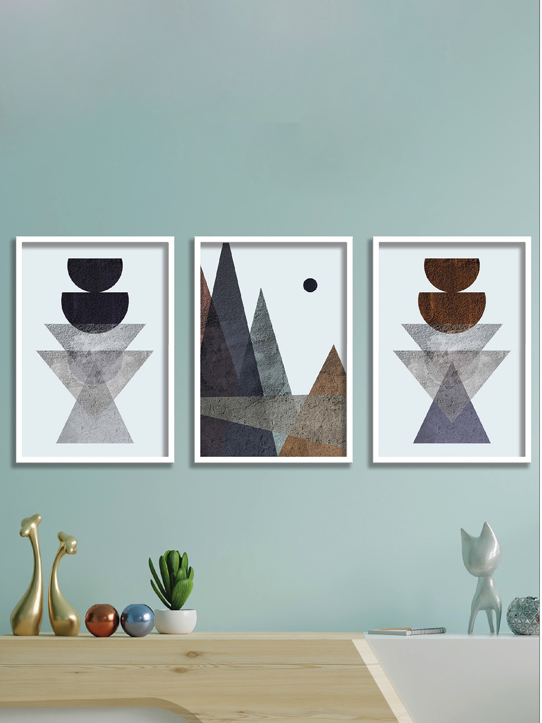

SAF White & Grey 3 Pieces Abstract Framed Art Wall Art