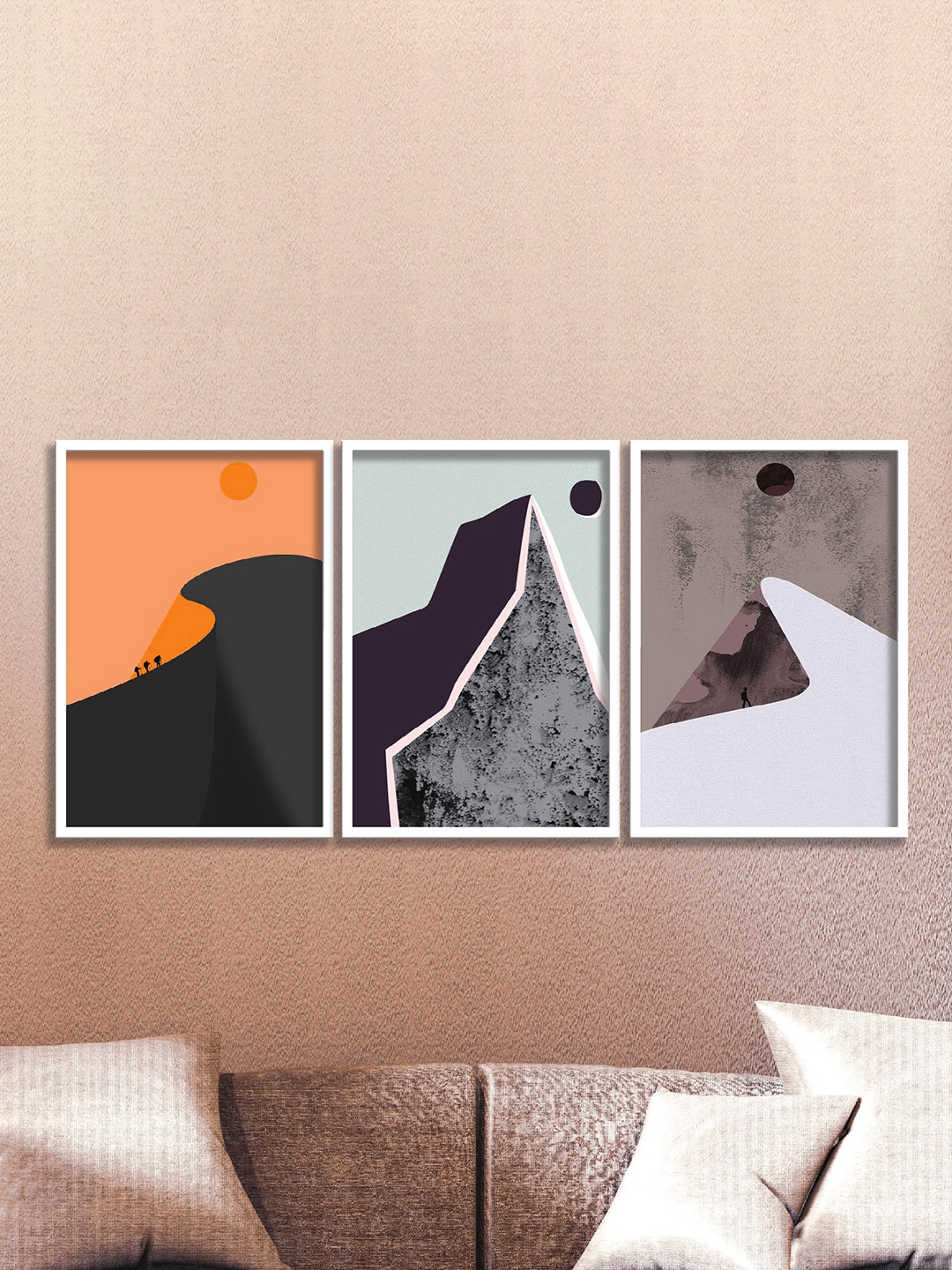 

SAF Black & Blue 3 Pieces Modern Painting Framed Wall Art