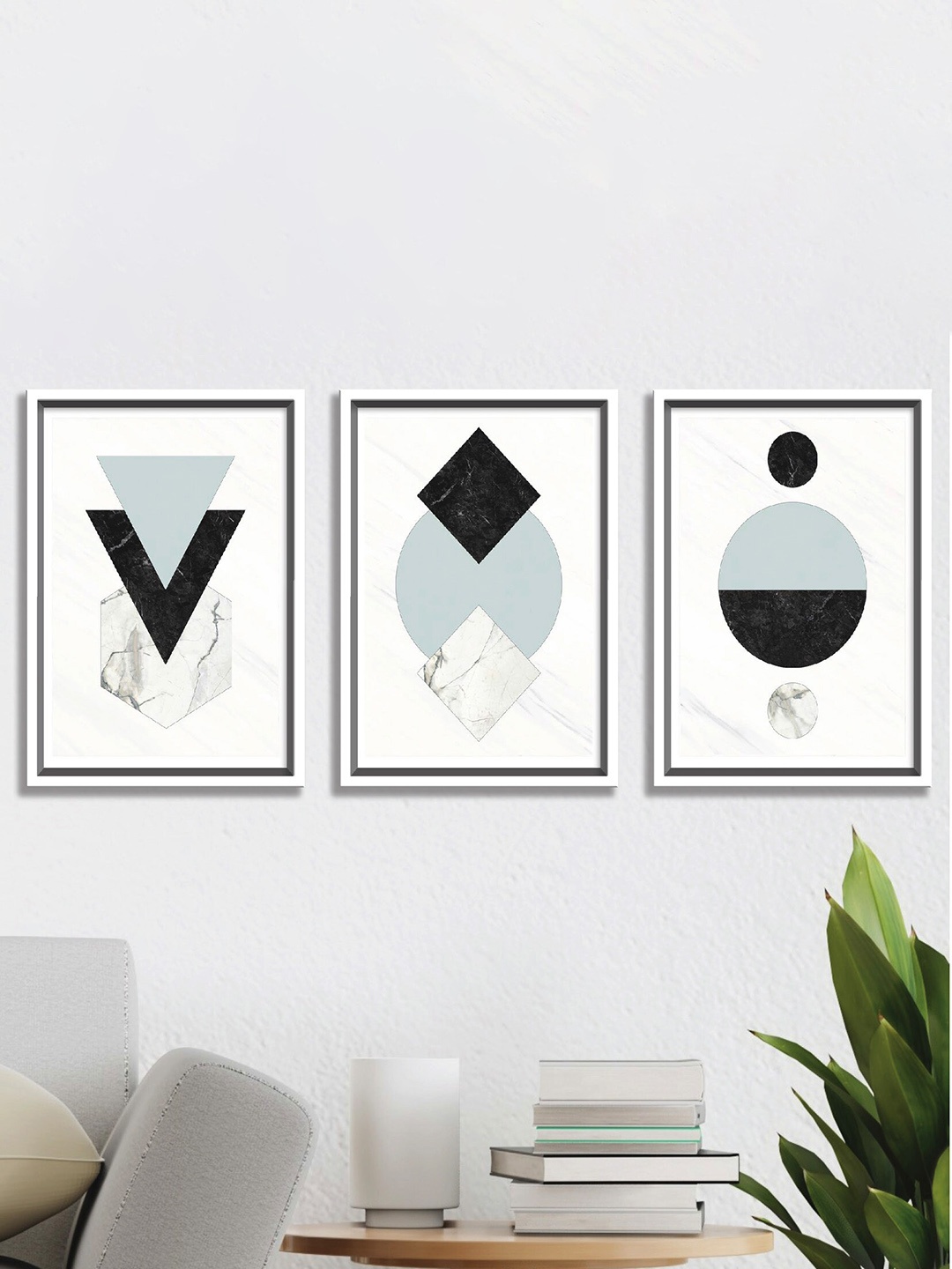 

SAF White & Black 3 Pieces Painting Wall Art