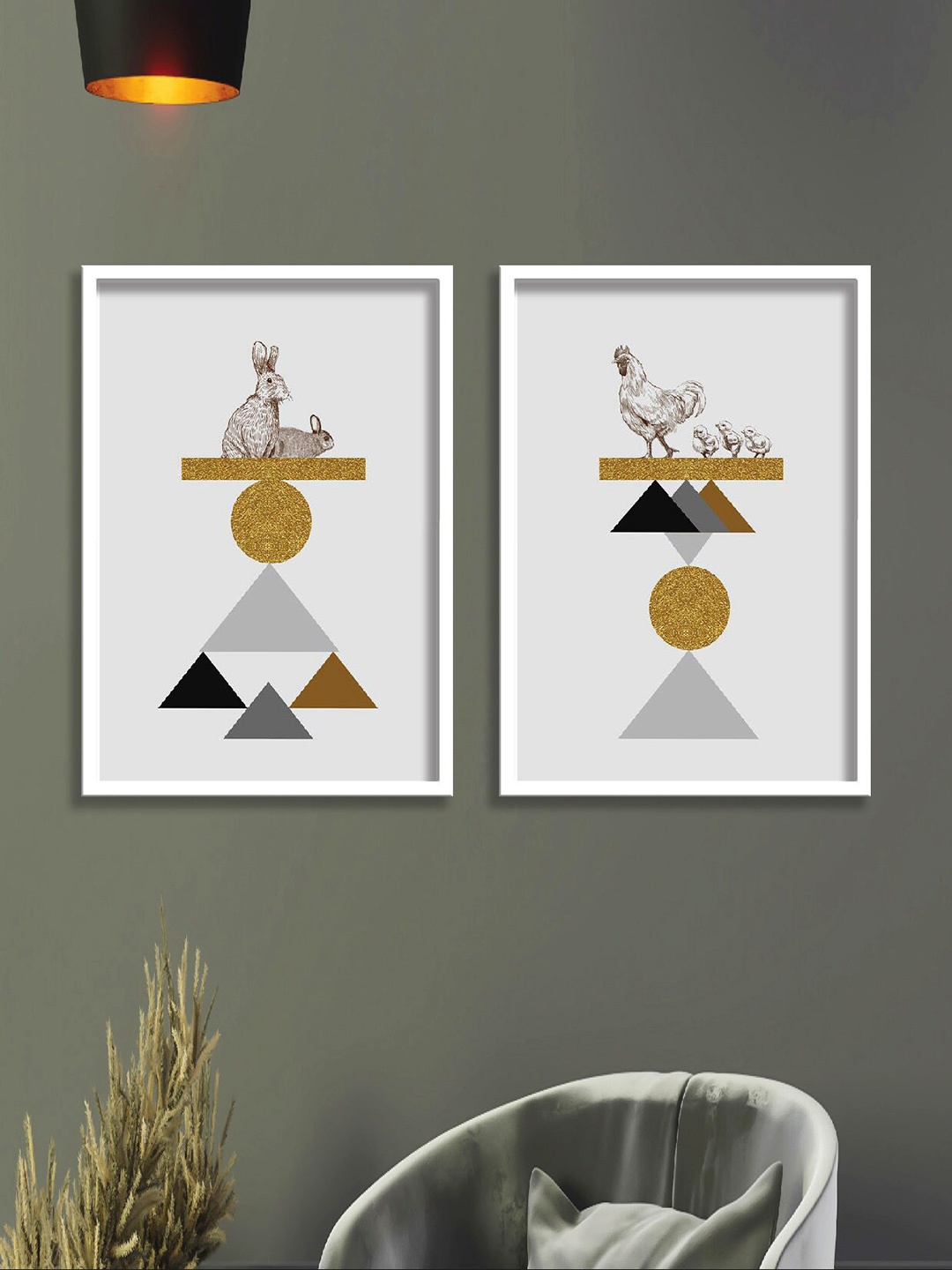 

SAF White & Yellow 2 Pieces Painting Wall Art