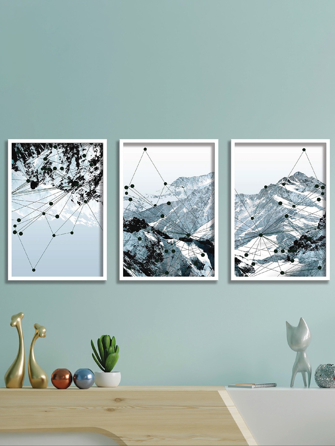 SAF White & Black 3 Pieces Painting Wall Art