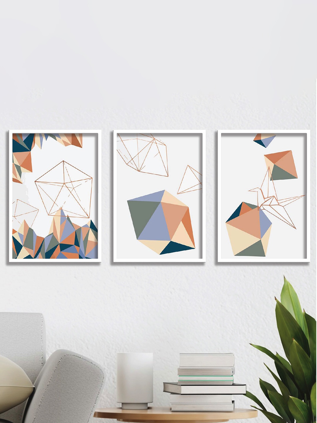 

SAF White & Brown 3 Pieces Painting Wall Arts