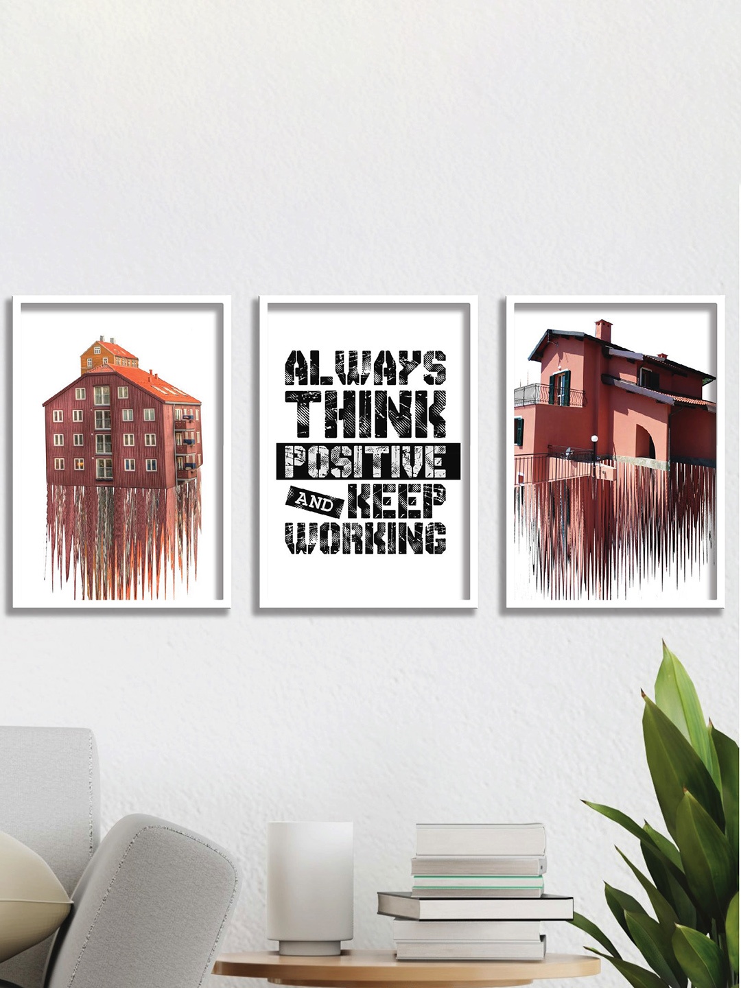 

SAF Brown & White 3 Pieces Motivational Quotes Painting Wall Arts