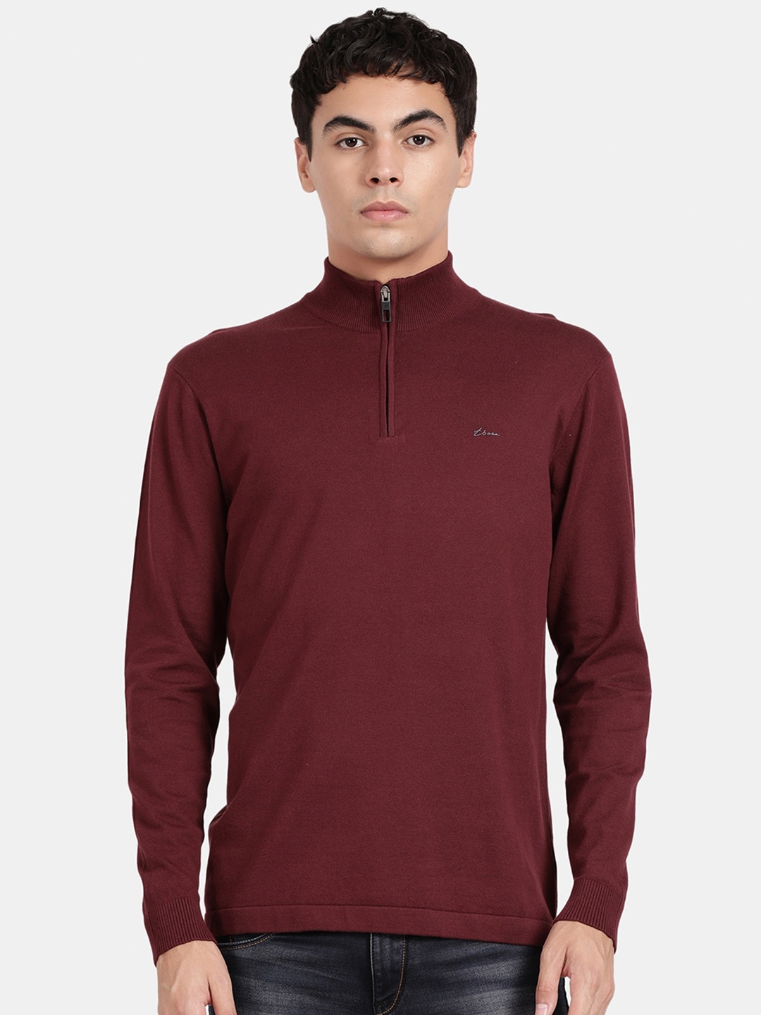 

t-base High Neck Long Sleeves T-shirt, Maroon