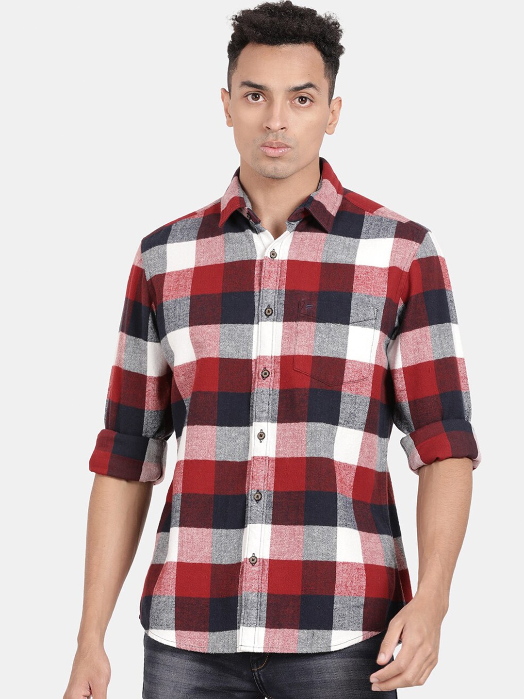 

t-base Buffalo Checks Cotton Casual Shirt, Red