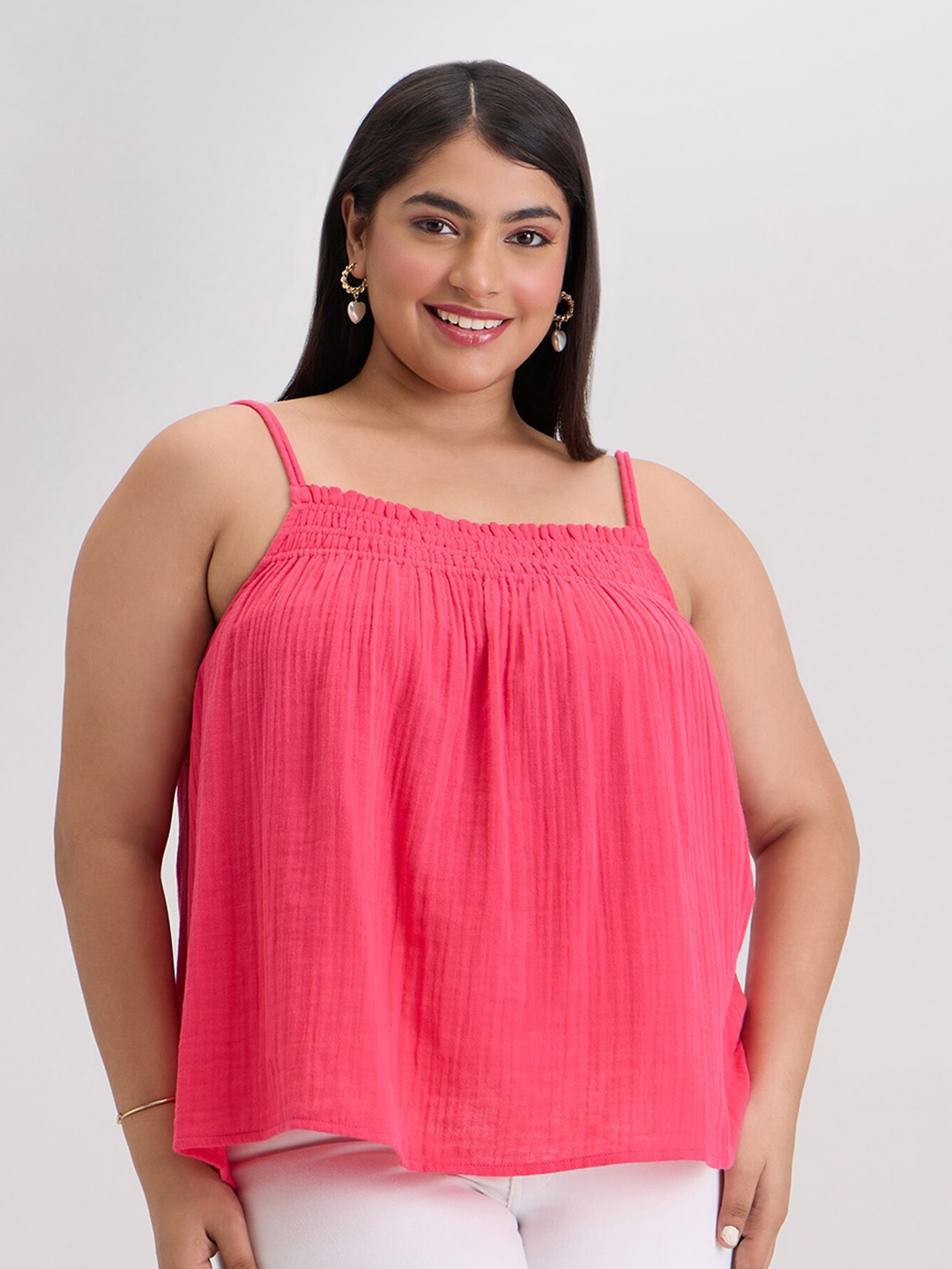 

20Dresses Plus Size Pink Shoulder Straps Cotton Top