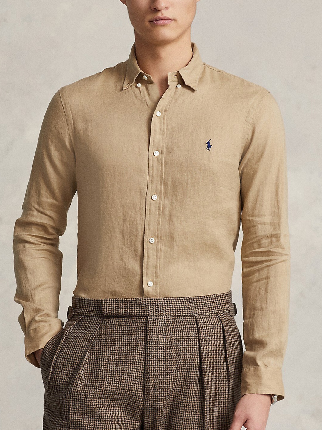 

Polo Ralph Lauren Custom Fit Linen Formal Shirt, Beige