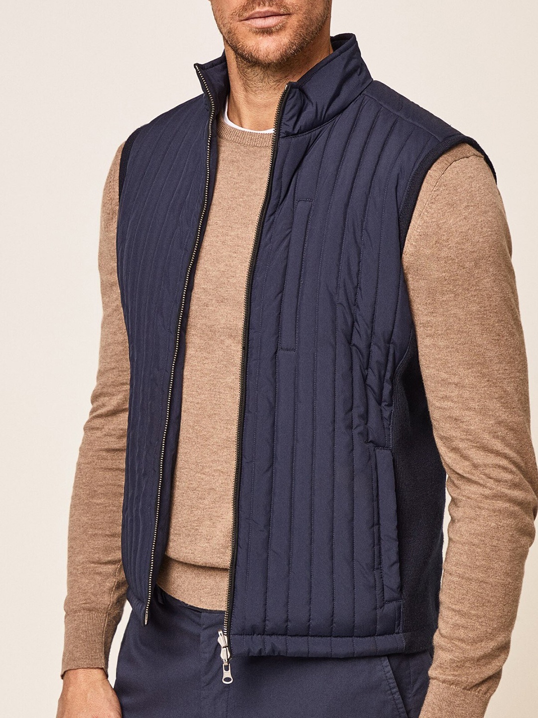 

HACKETT LONDON Mock Collar Padded Jacket, Navy blue