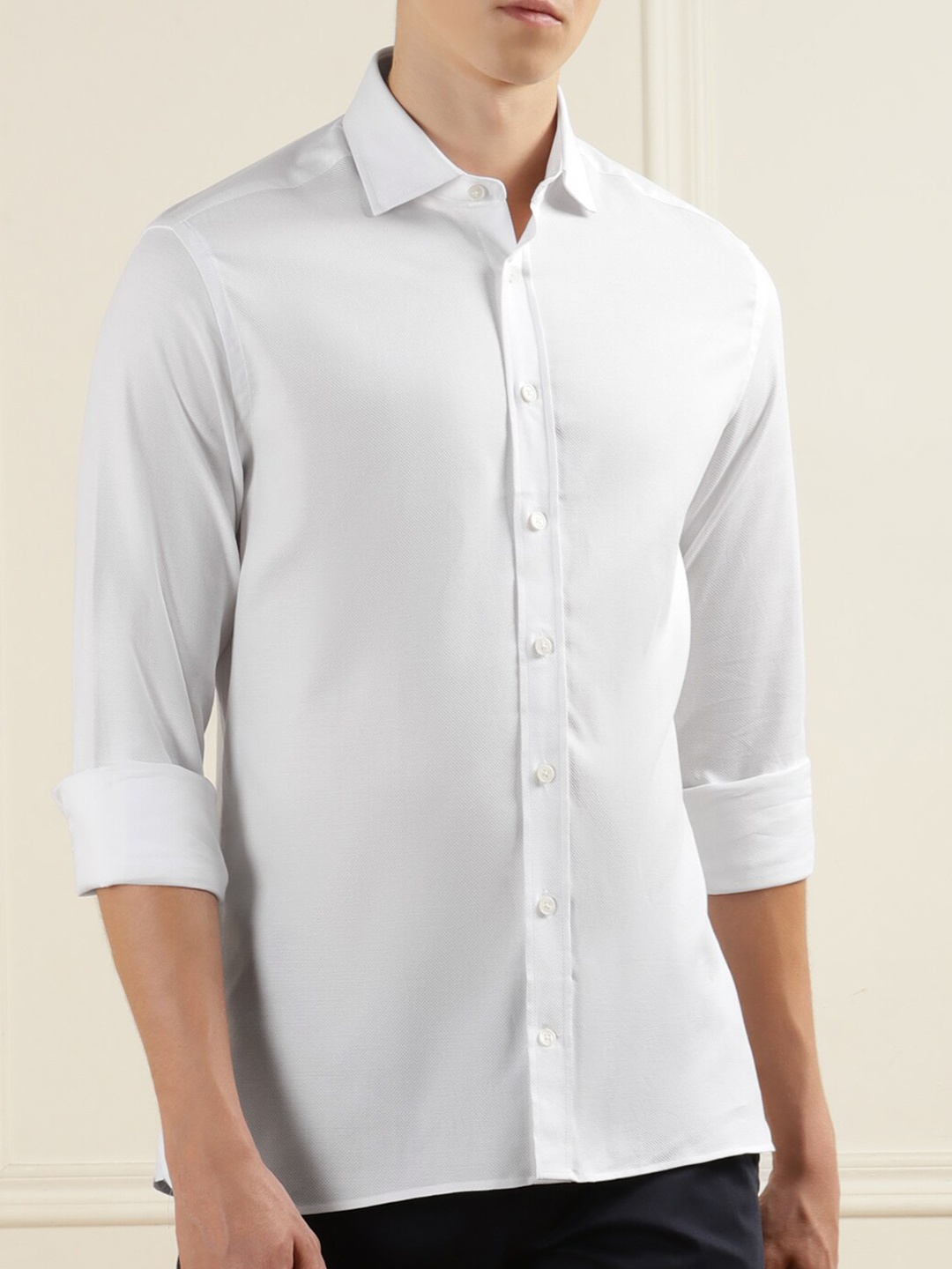 

HACKETT LONDON Spread Collar Cotton Casual Shirt, White