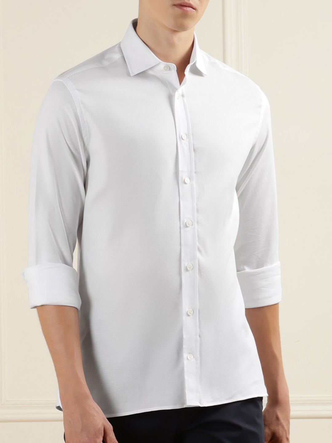 

HACKETT LONDON Spread Collar Cotton Casual Shirt, White