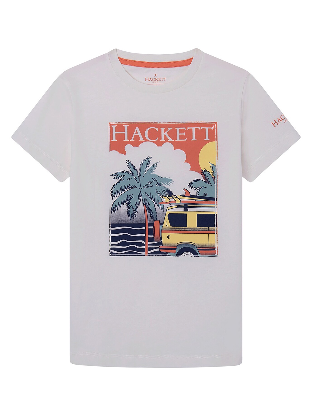 

HACKETT LONDON Boys Graphic Printed Slim Fit Cotton T-Shirt, White